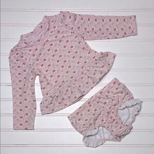 JANIE & JACK VGUC Elephant Ruffle Rashguard Swimsuit Set